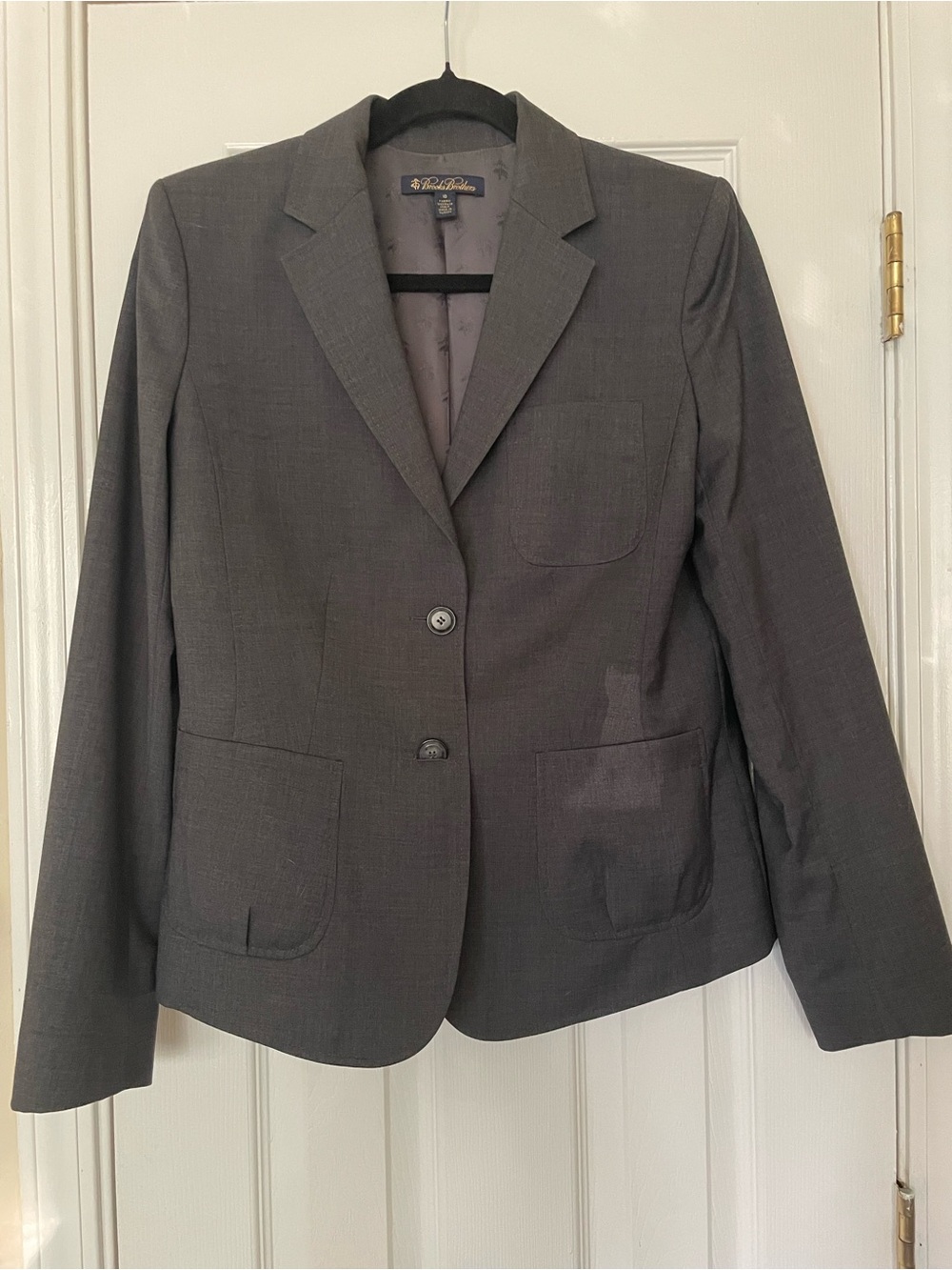 Brooks Brothers Gray Women's Blazer - Two-Button Tailored Jacket